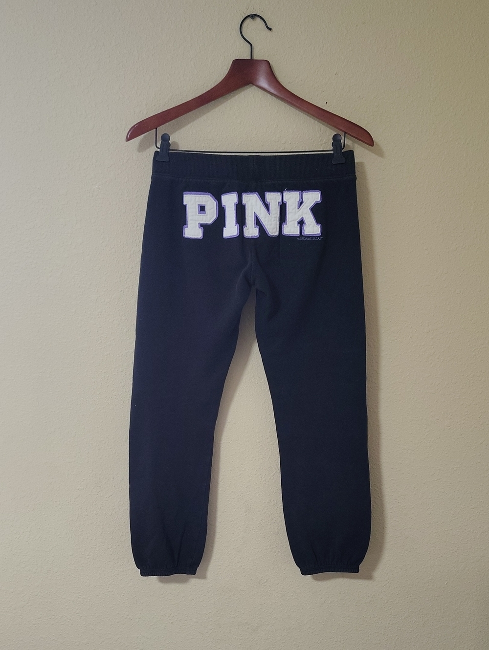 PINK 2009 Victoria's Secret Old School Low Rise Crop Jogger Sweatpants Size XS